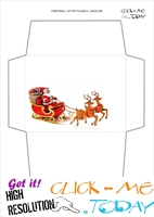 Plain envelope to Santa template Santa Claus with sleigh 35